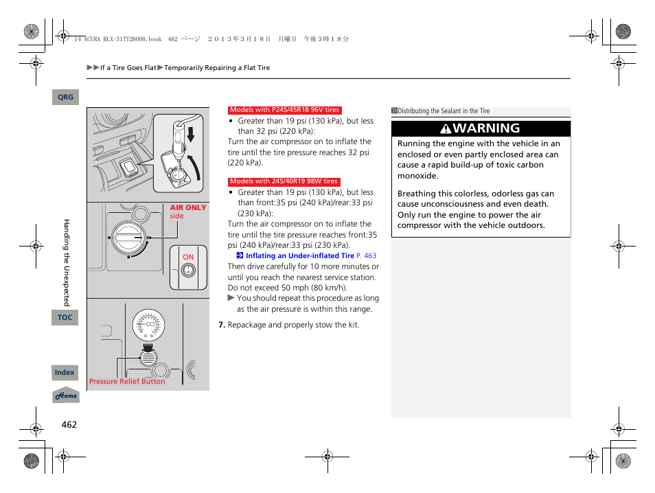 Warning | Acura 2014 RLX User Manual | Page 463 / 518