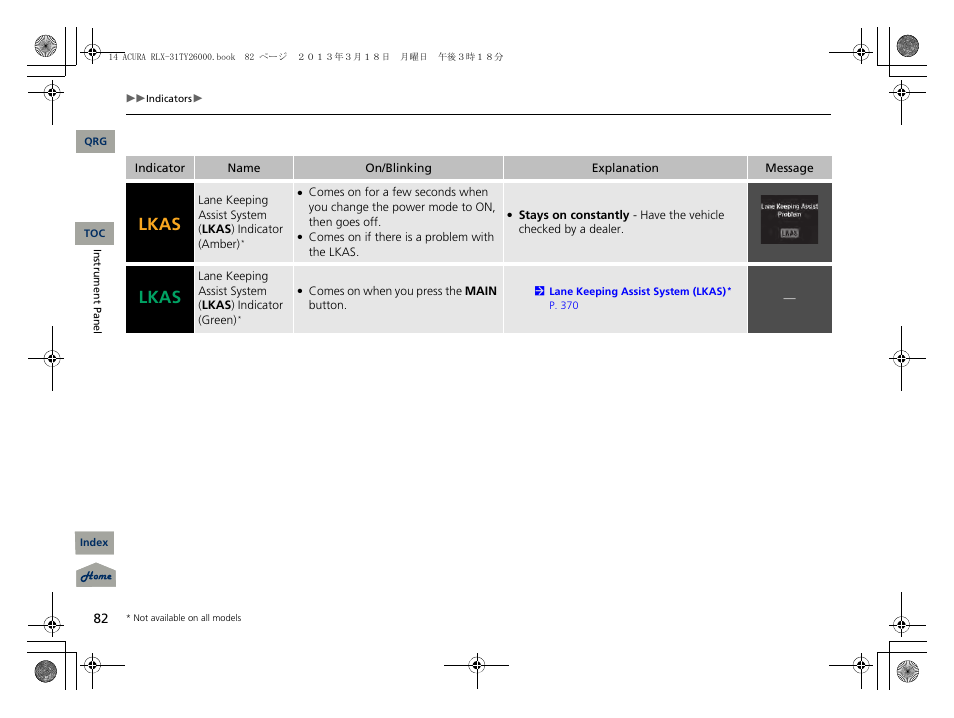 Lkas | Acura 2014 RLX User Manual | Page 83 / 518