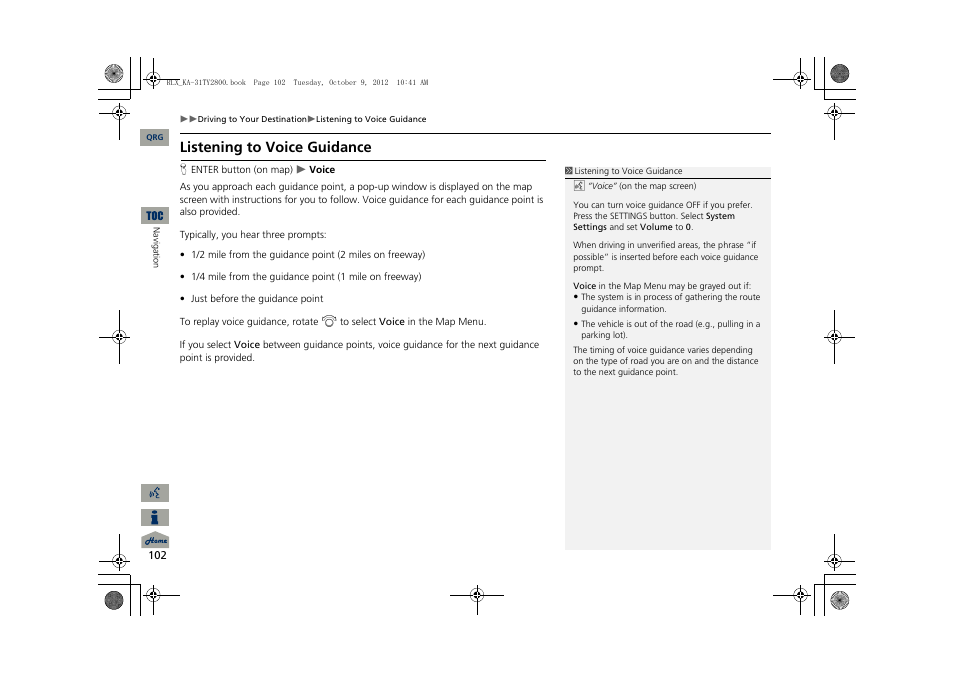 Listening to voice guidance | Acura 2014 RLX Navigation User Manual | Page 103 / 156