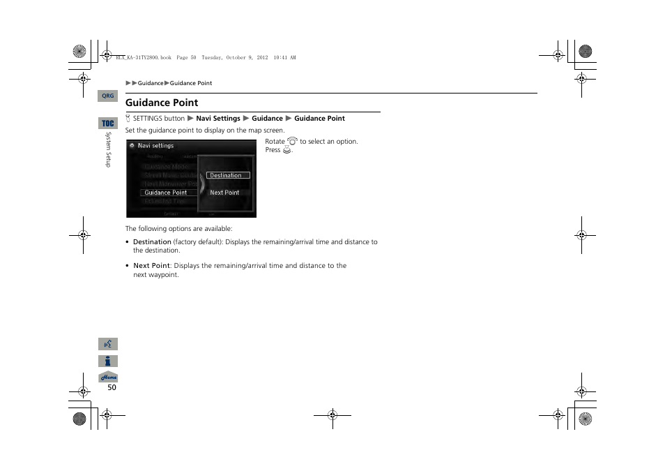 2 guidance point, P. 50, Guidance point | Acura 2014 RLX Navigation User Manual | Page 51 / 156