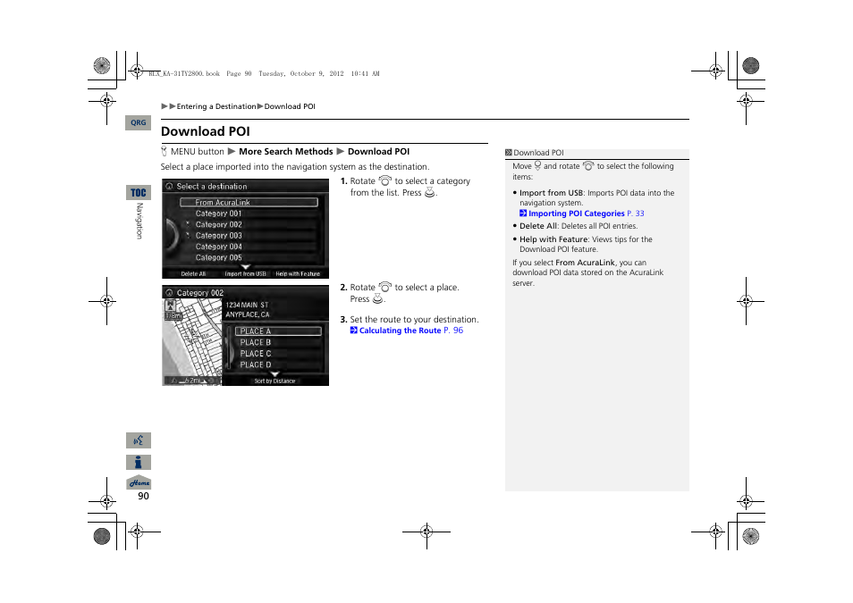 2 download poi, P. 90, Download poi | Acura 2014 RLX Navigation User Manual | Page 91 / 156