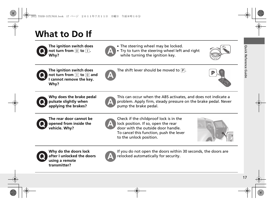 What to do if | Acura 2012 TSX Sport Wagon User Manual | Page 19 / 326
