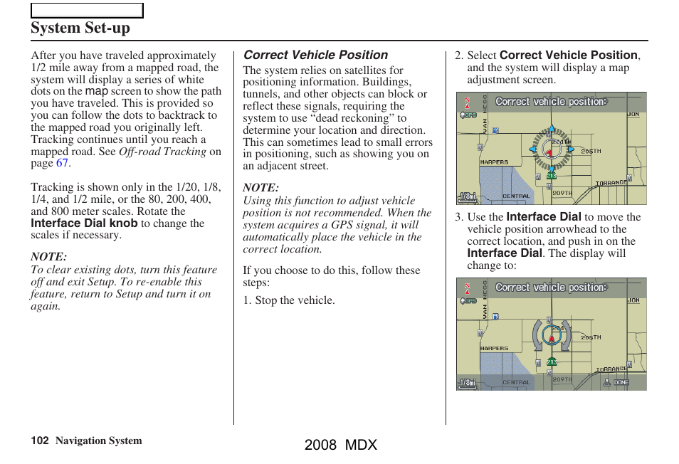 System set-up, 2008 mdx | Acura 2008 MDX Navigation User Manual | Page 102 / 171