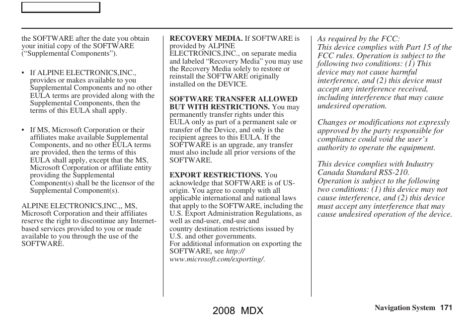 2008 mdx | Acura 2008 MDX Navigation User Manual | Page 171 / 171