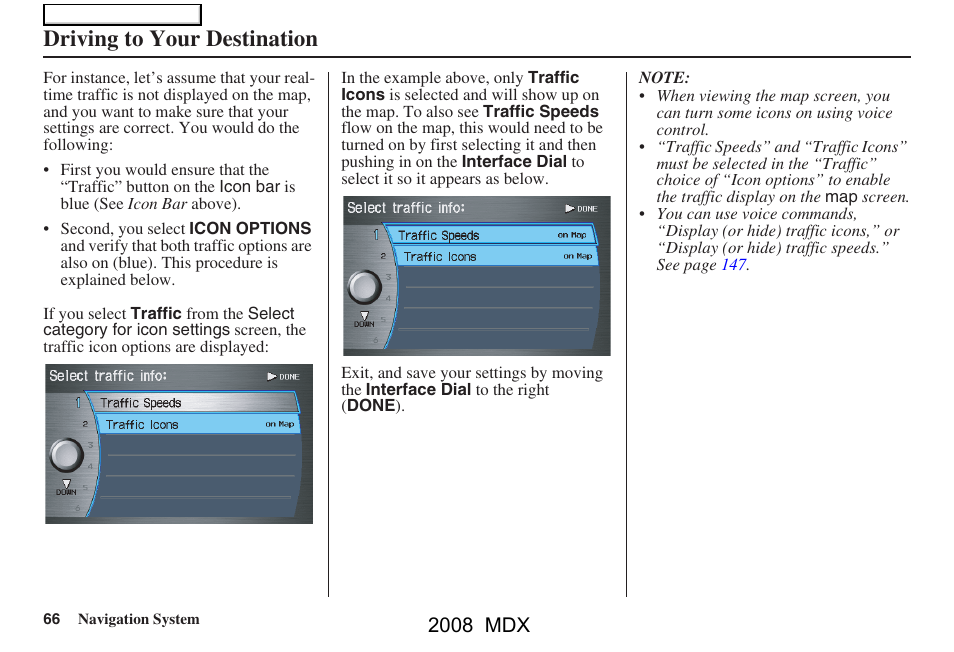 Driving to your destination, 2008 mdx | Acura 2008 MDX Navigation User Manual | Page 66 / 171