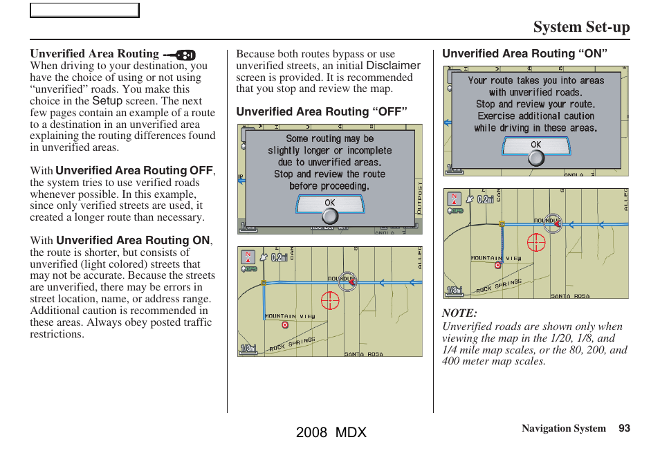 System set-up, 2008 mdx | Acura 2008 MDX Navigation User Manual | Page 93 / 171