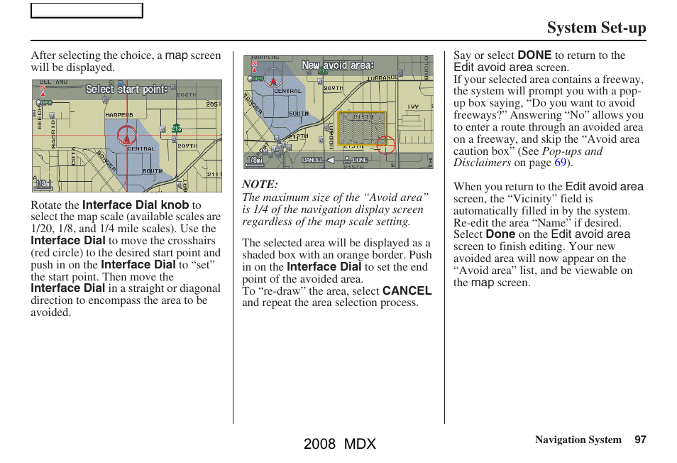 System set-up, 2008 mdx | Acura 2008 MDX Navigation User Manual | Page 97 / 171