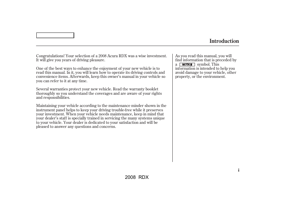 Acura 2008 RDX User Manual | 433 pages