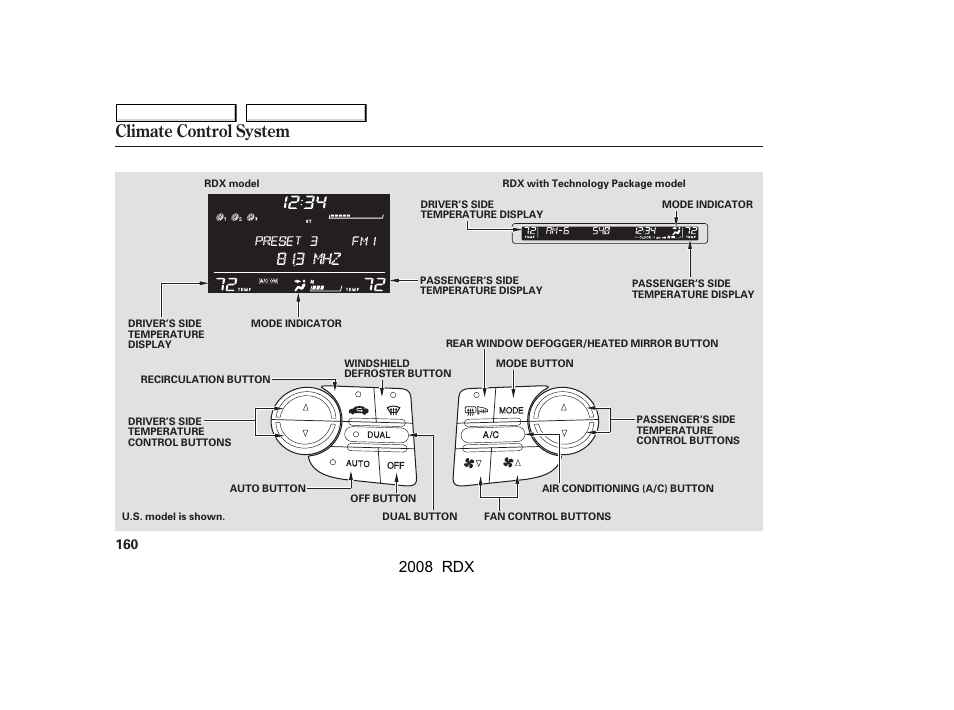 Climate control system, 2008 rdx | Acura 2008 RDX User Manual | Page 164 / 433