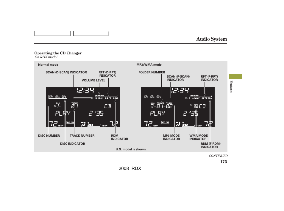 Audio system, 2008 rdx | Acura 2008 RDX User Manual | Page 177 / 433