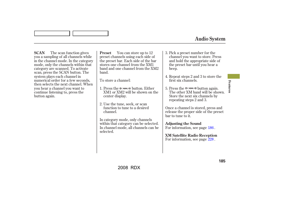 Audio system | Acura 2008 RDX User Manual | Page 189 / 433