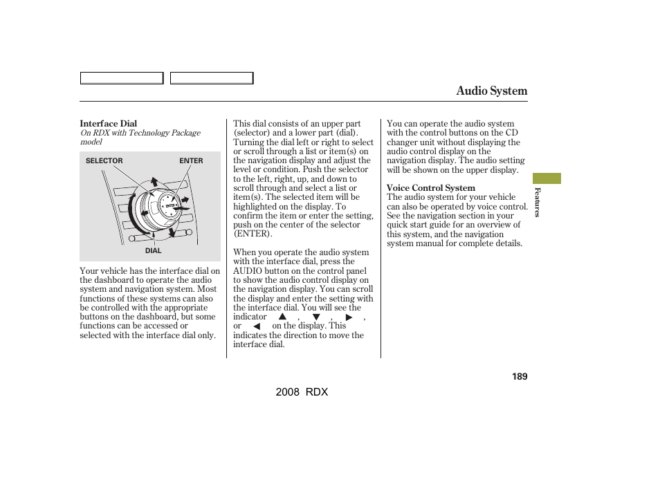 Audio system | Acura 2008 RDX User Manual | Page 193 / 433