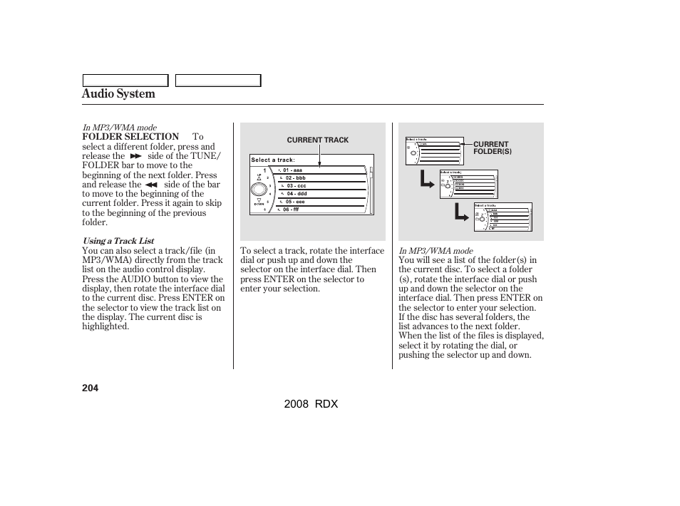 Audio system | Acura 2008 RDX User Manual | Page 208 / 433