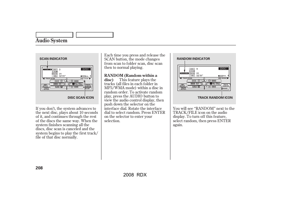 Audio system | Acura 2008 RDX User Manual | Page 212 / 433