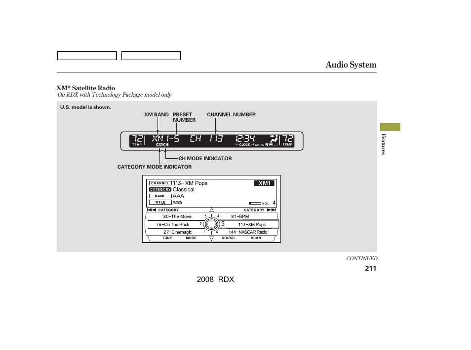 Audio system, 2008 rdx | Acura 2008 RDX User Manual | Page 215 / 433