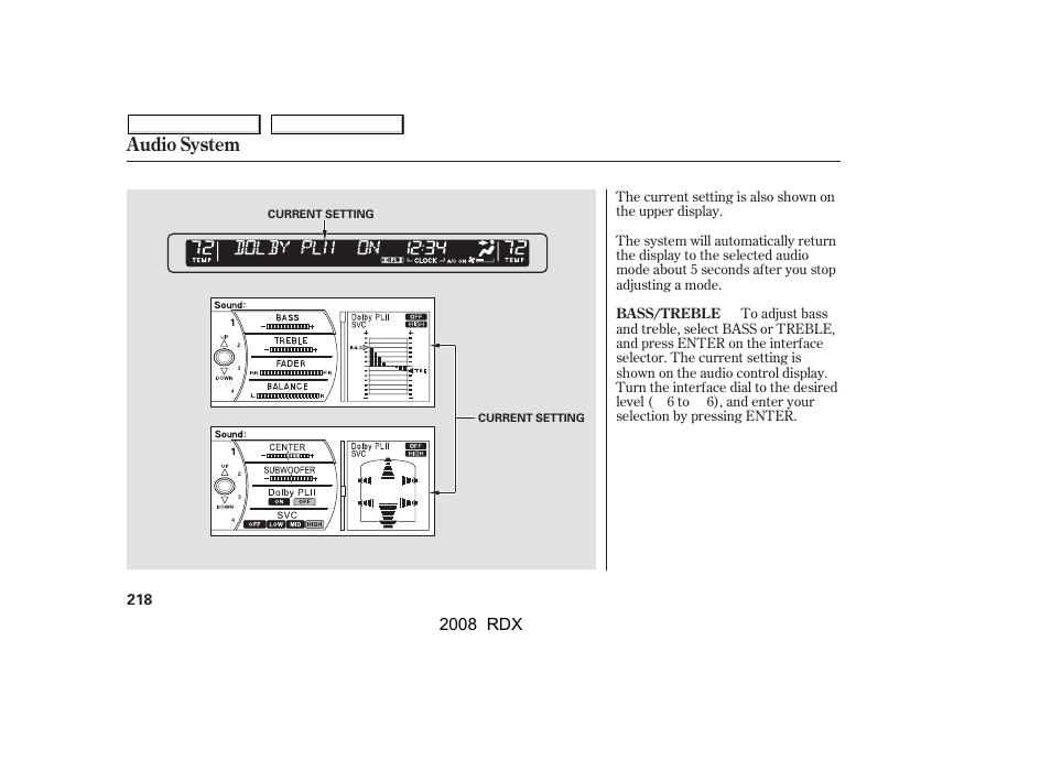 Audio system | Acura 2008 RDX User Manual | Page 222 / 433