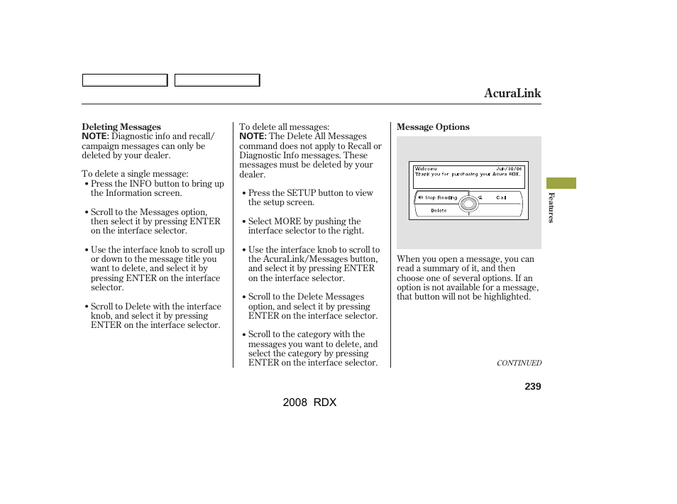 Acuralink | Acura 2008 RDX User Manual | Page 243 / 433