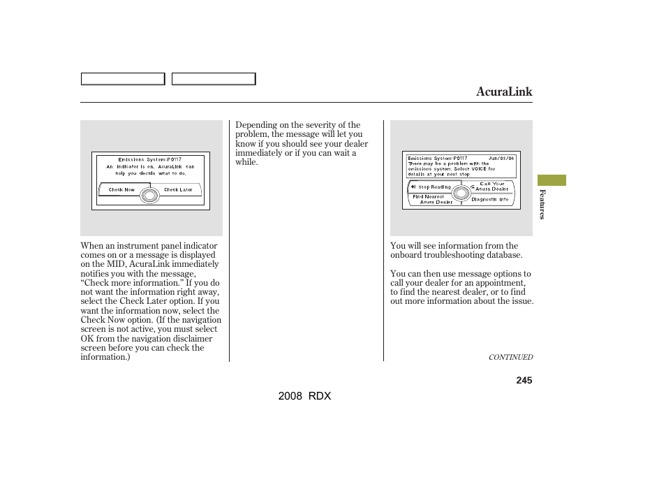 Acuralink | Acura 2008 RDX User Manual | Page 249 / 433