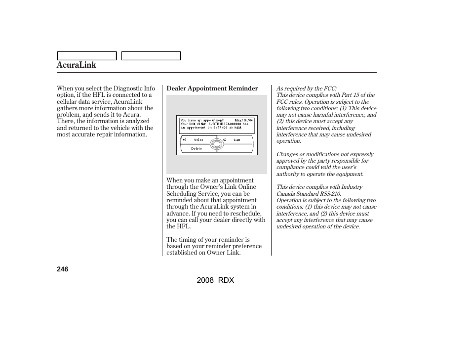 Acuralink | Acura 2008 RDX User Manual | Page 250 / 433