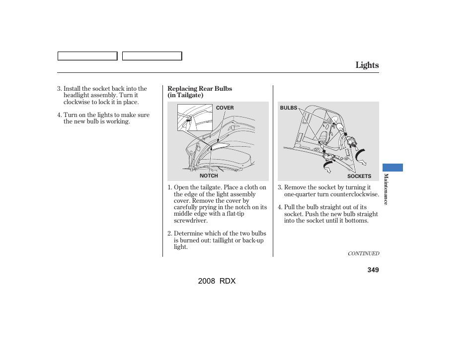 Lights | Acura 2008 RDX User Manual | Page 353 / 433