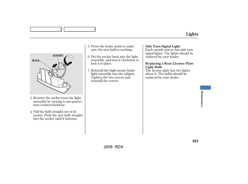 Lights | Acura 2008 RDX User Manual | Page 357 / 433