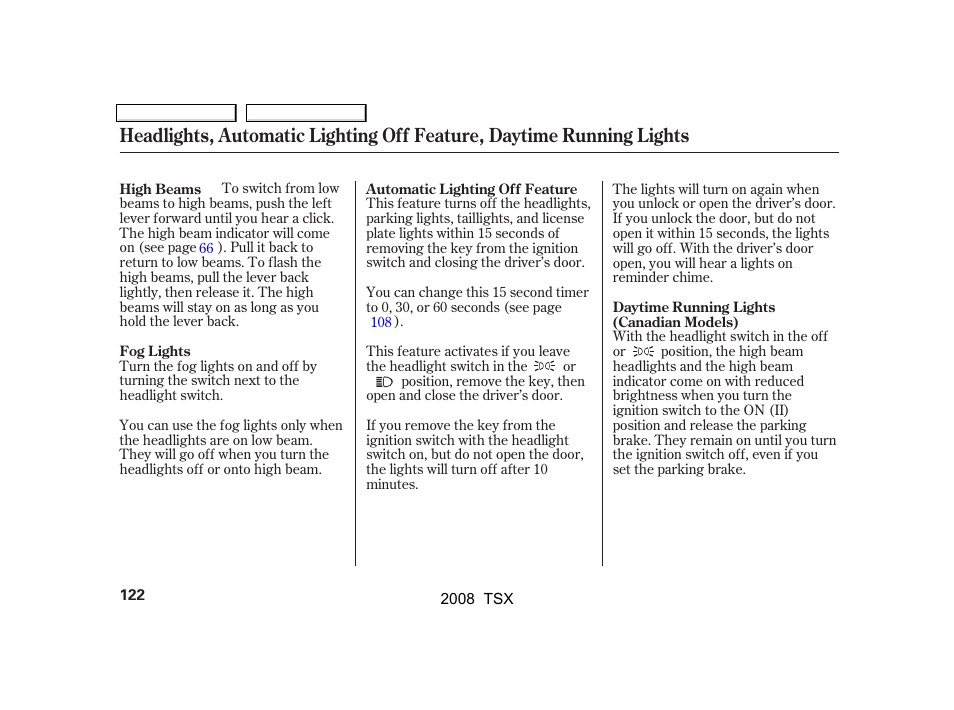 Acura 2008 TSX User Manual | Page 125 / 388