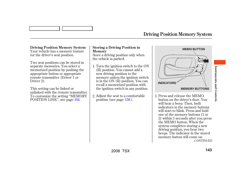 Acura 2008 TSX User Manual | Page 146 / 388