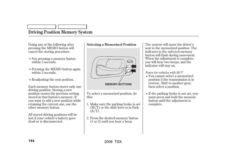 Acura 2008 TSX User Manual | Page 147 / 388