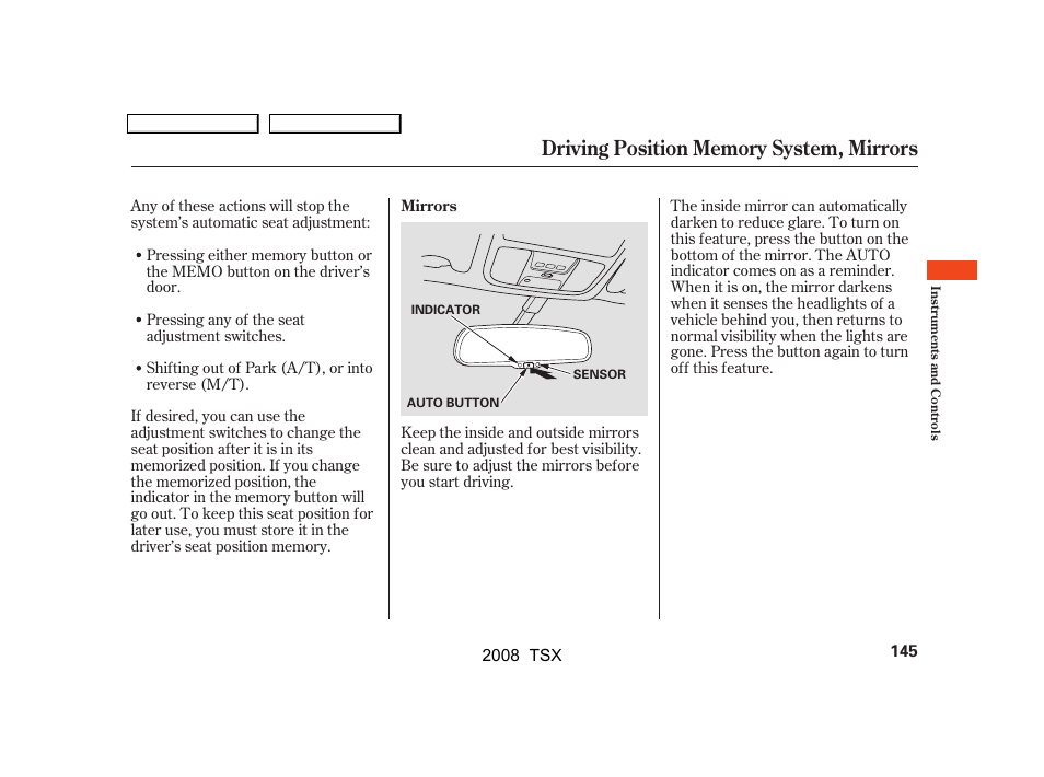 Acura 2008 TSX User Manual | Page 148 / 388