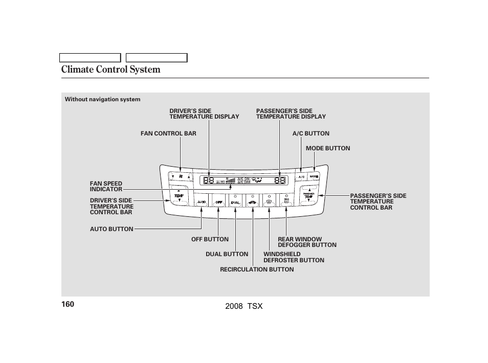 Climate control system | Acura 2008 TSX User Manual | Page 163 / 388