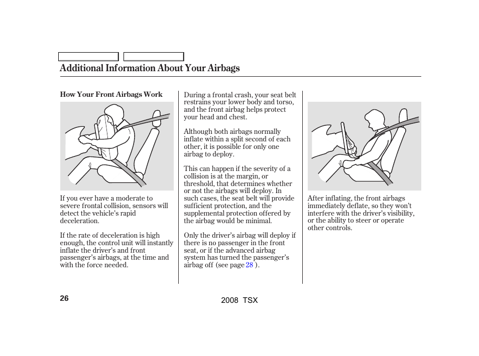 Additional information about your airbags | Acura 2008 TSX User Manual | Page 29 / 388