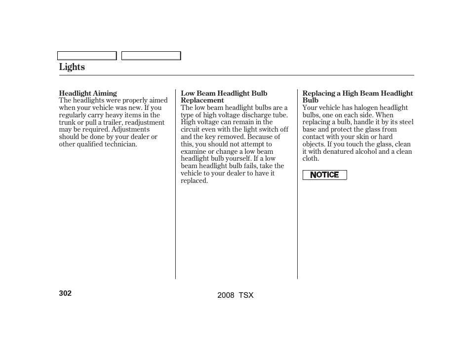 Lights | Acura 2008 TSX User Manual | Page 305 / 388