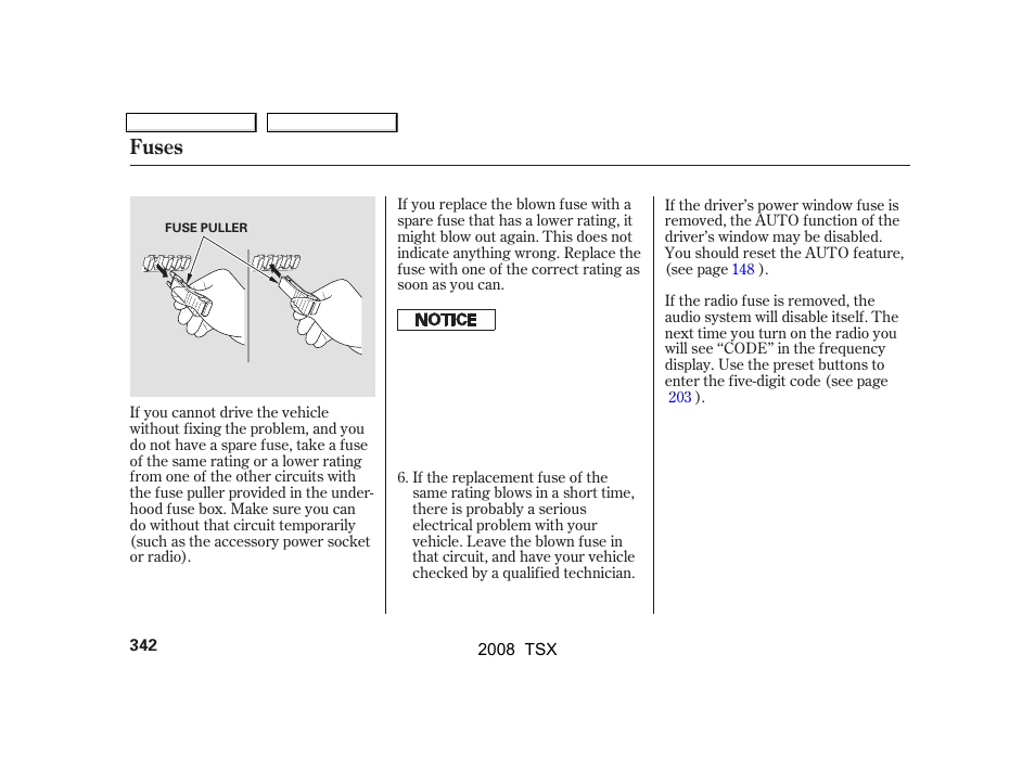 Fuses | Acura 2008 TSX User Manual | Page 345 / 388