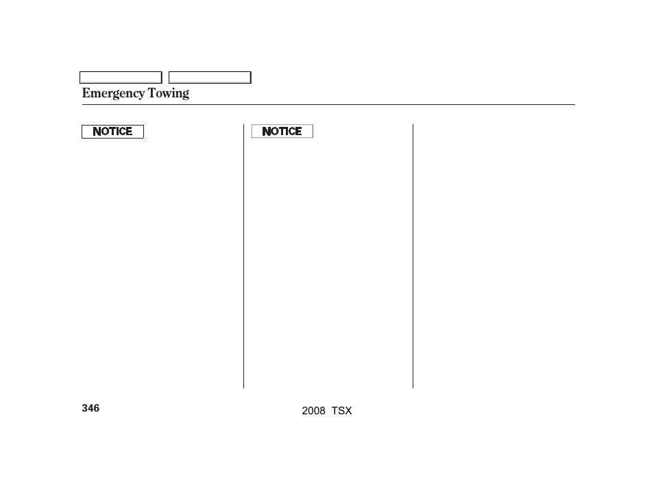 Emergency towing | Acura 2008 TSX User Manual | Page 349 / 388