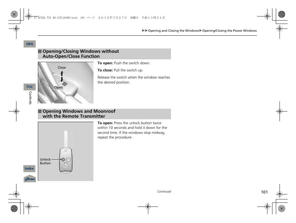 Acura 2013 TSX User Manual | Page 102 / 325