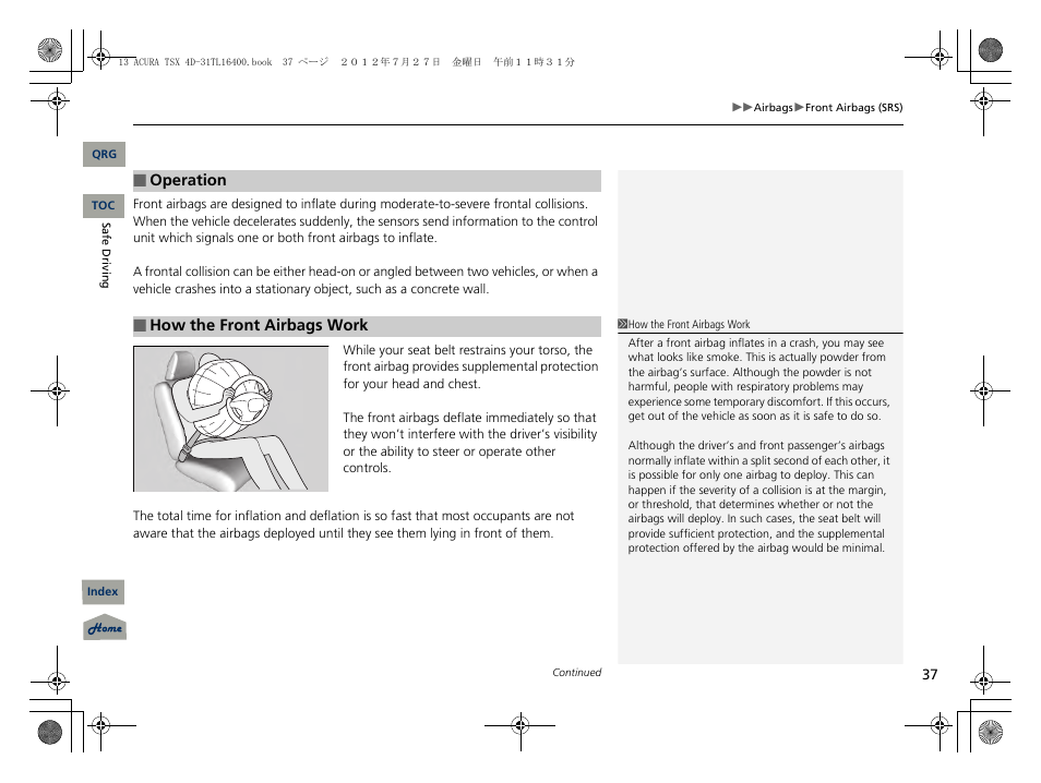 Acura 2013 TSX User Manual | Page 38 / 325