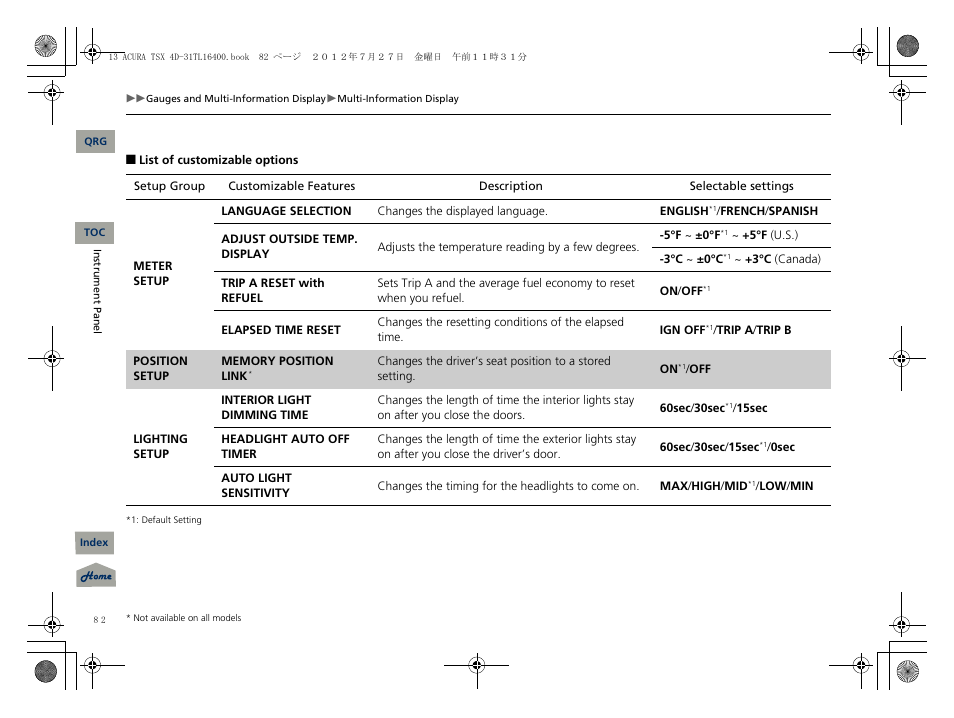 Acura 2013 TSX User Manual | Page 83 / 325