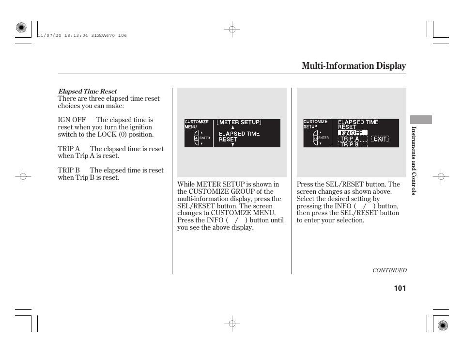 Multi-information display | Acura 2012 RL User Manual | Page 107 / 562