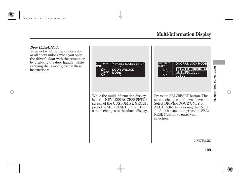 Multi-information display | Acura 2012 RL User Manual | Page 115 / 562