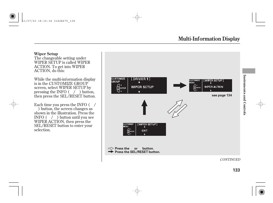 Multi-information display | Acura 2012 RL User Manual | Page 139 / 562