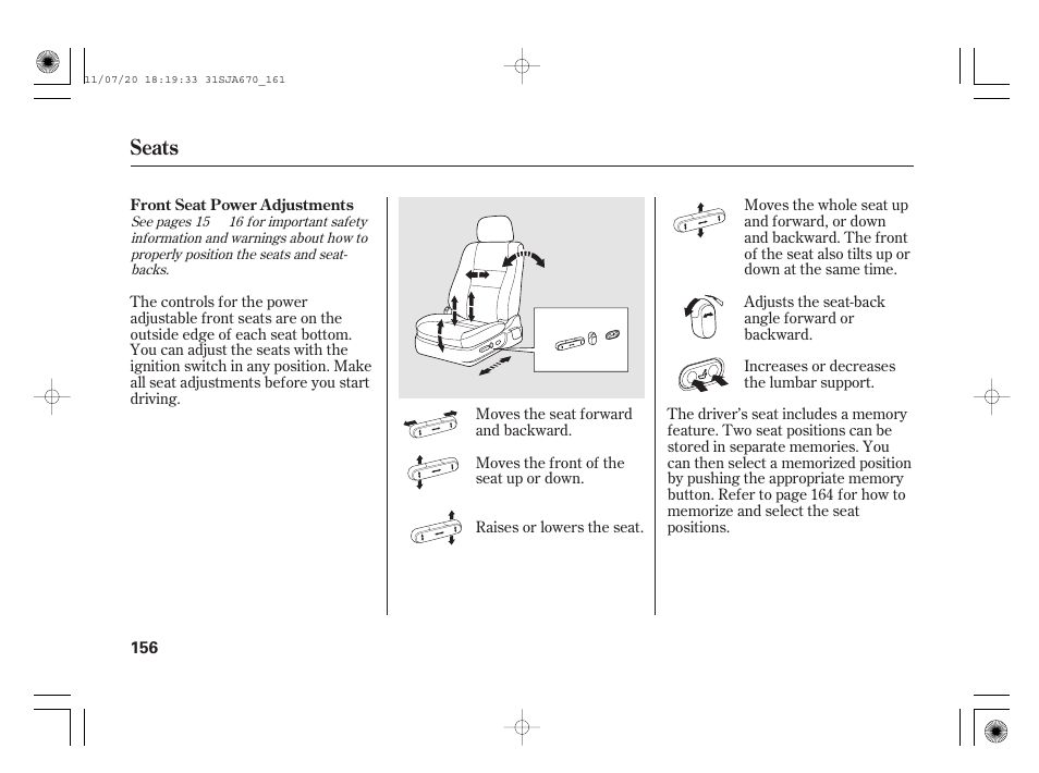 Seats | Acura 2012 RL User Manual | Page 162 / 562