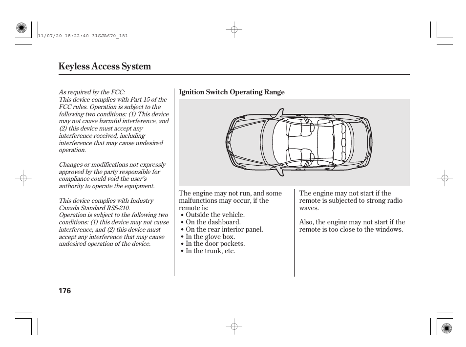 Keyless access system | Acura 2012 RL User Manual | Page 182 / 562
