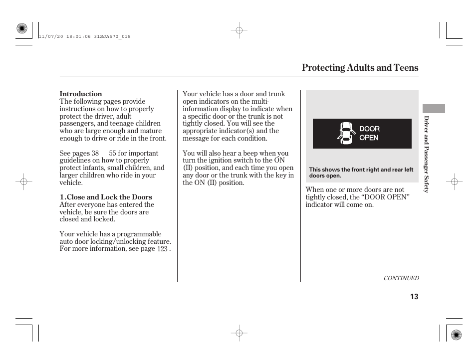 Protecting adults and teens | Acura 2012 RL User Manual | Page 19 / 562