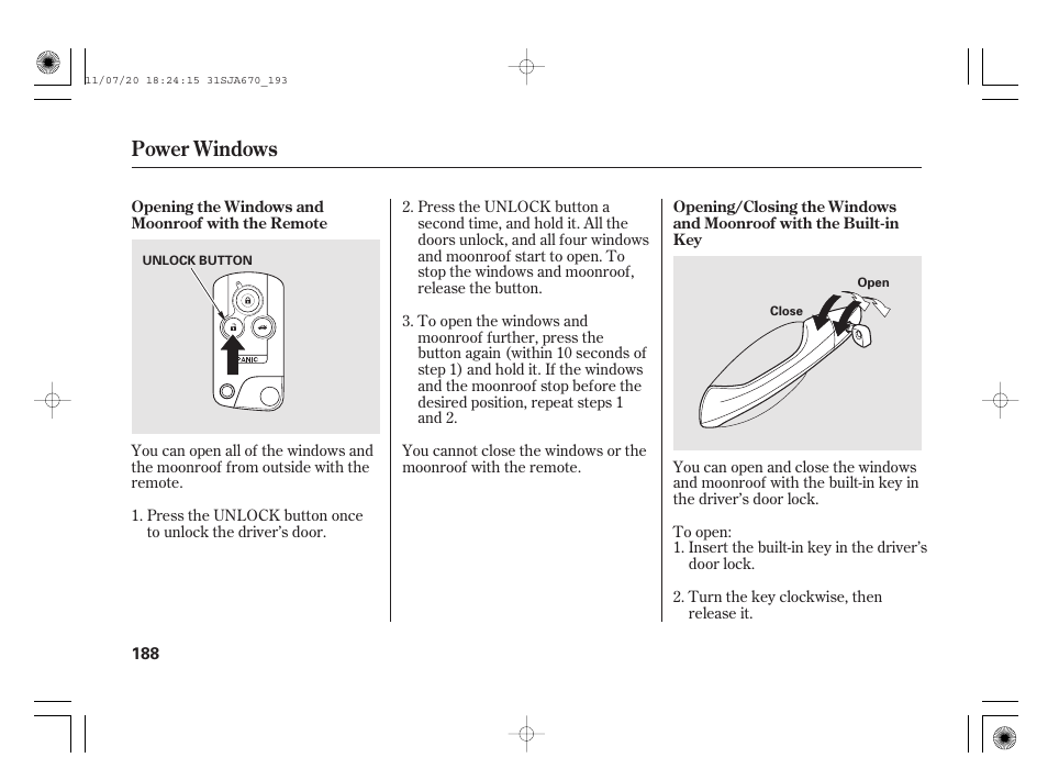 Power windows | Acura 2012 RL User Manual | Page 194 / 562