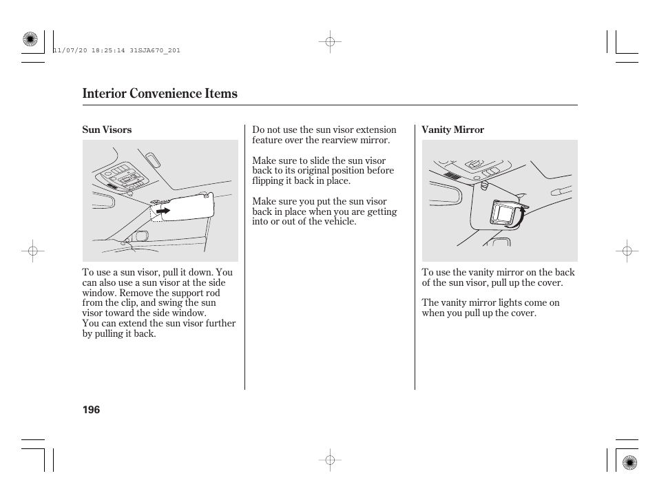 Interior convenience items | Acura 2012 RL User Manual | Page 202 / 562