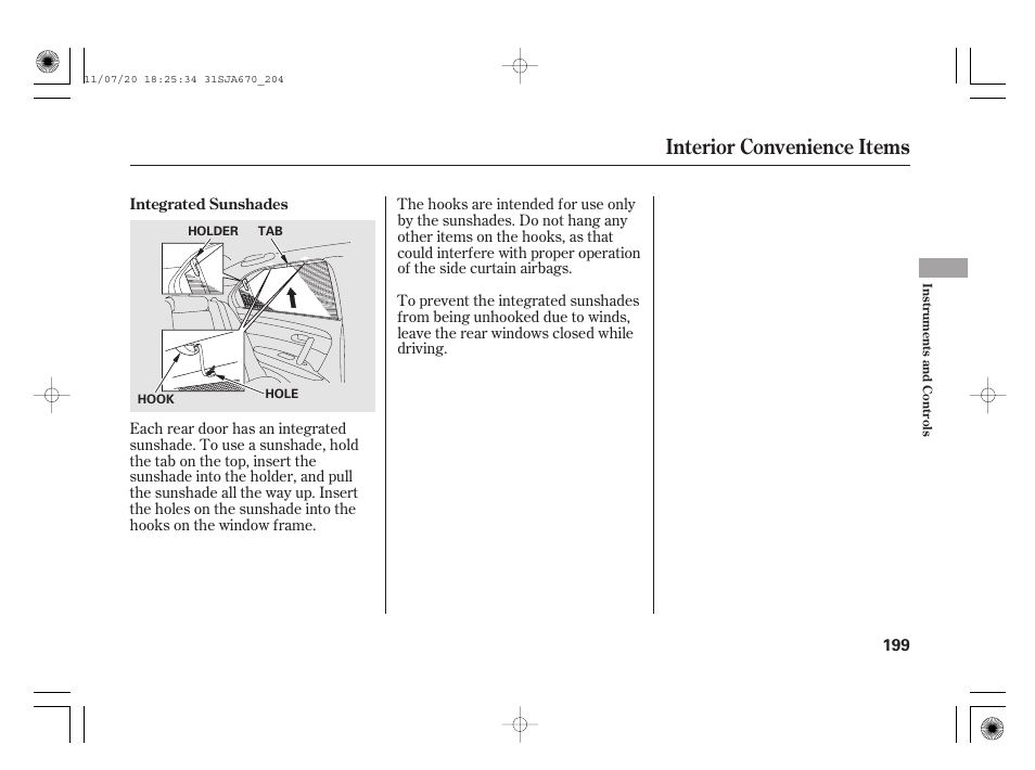 Interior convenience items | Acura 2012 RL User Manual | Page 205 / 562