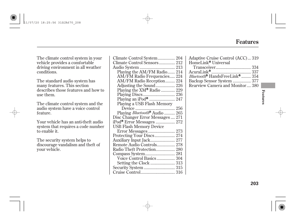 Features | Acura 2012 RL User Manual | Page 209 / 562