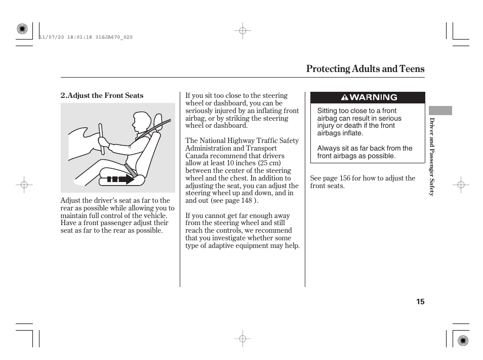 Protecting adults and teens | Acura 2012 RL User Manual | Page 21 / 562