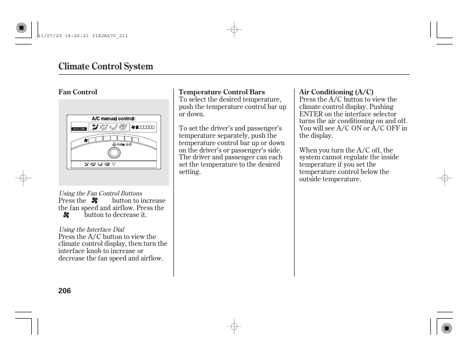 Climate control system | Acura 2012 RL User Manual | Page 212 / 562