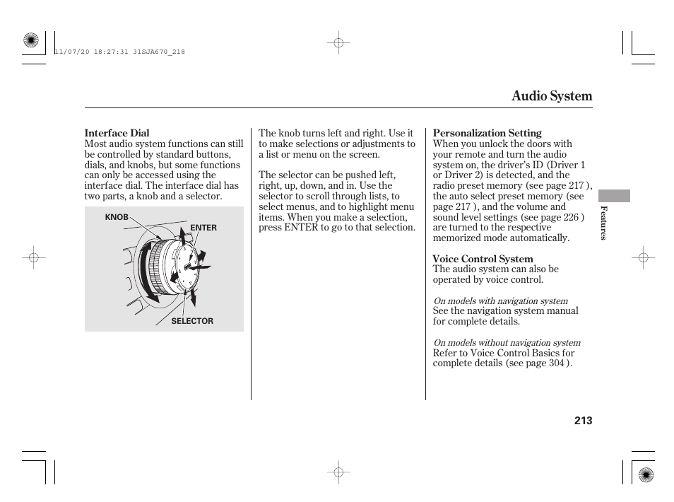 Audio system | Acura 2012 RL User Manual | Page 219 / 562